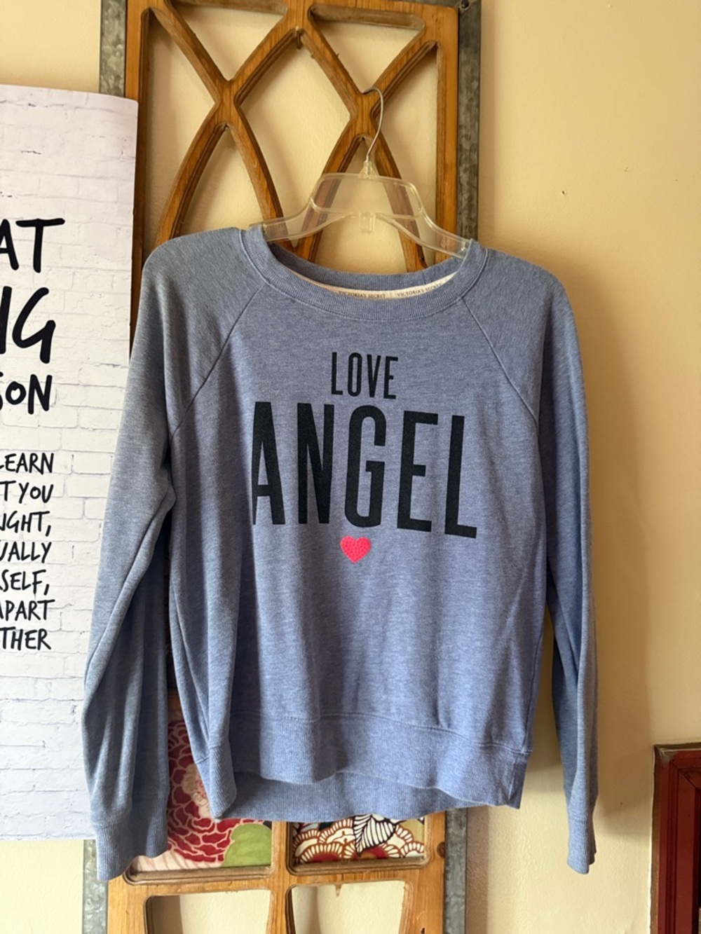 LOVE ANGEL Gray Sweatshirt with Pink Heart
